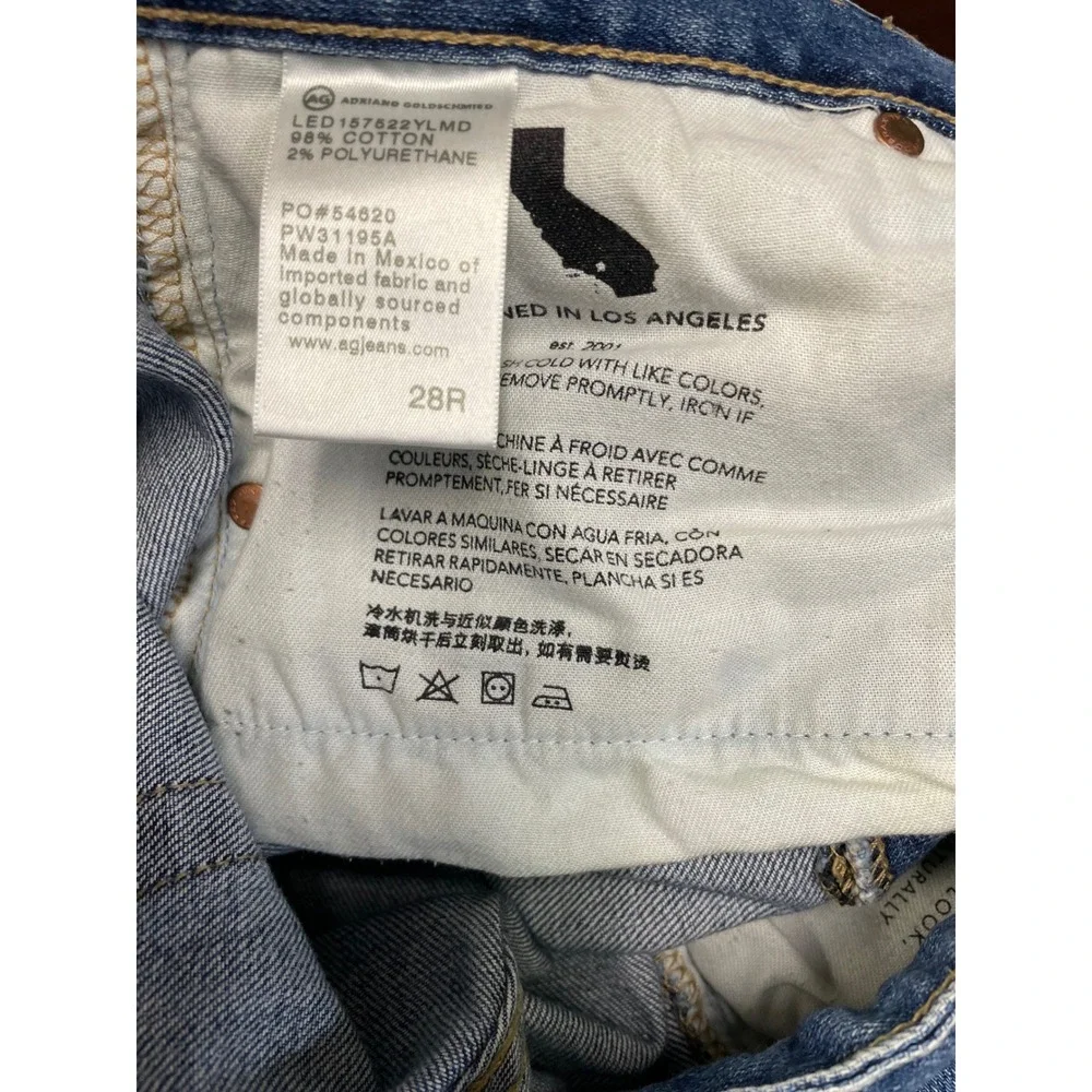 AG Adriano Goldschmied Ex Boyfriend Slouchy Slim Distressed Ankle Jeans Size 28R